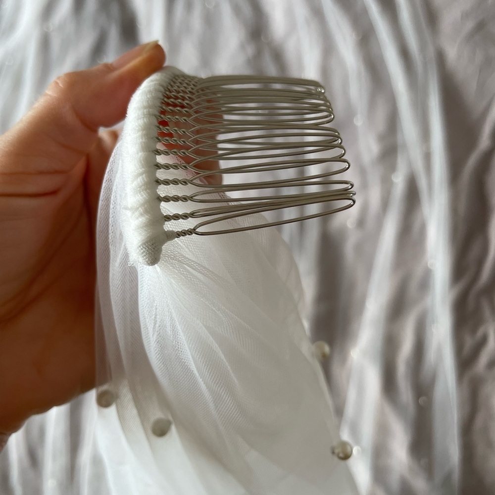 Ivory Cathedral Pearl Wedding Veil - Picture 8 of 15